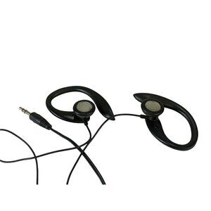 Black Wired Clip-On Ear Hook Stereo Headphones With 3.5mm Audio Jack For Music